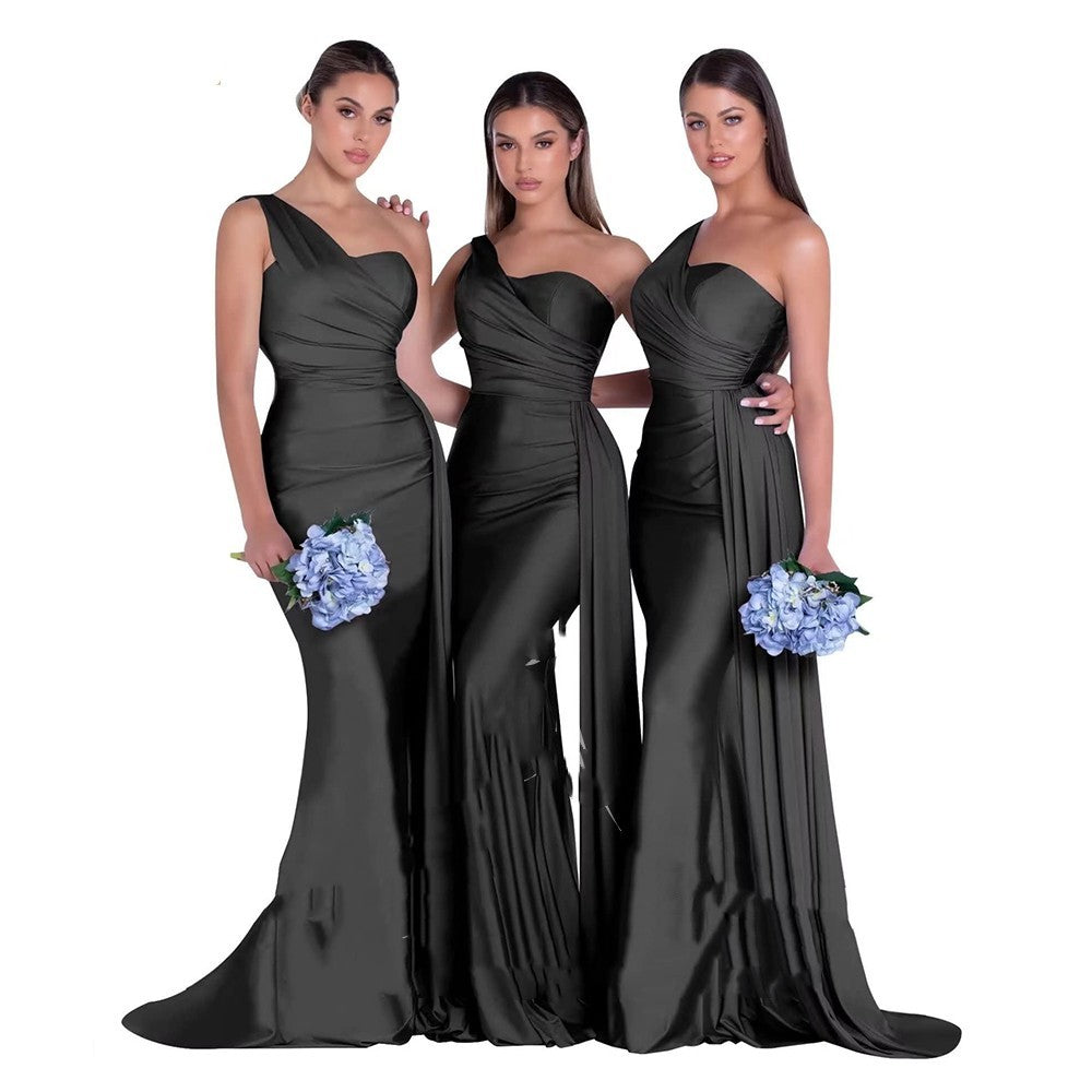 Mermaid One Shoulder Elegant Bridesmaids Dress also in plus
