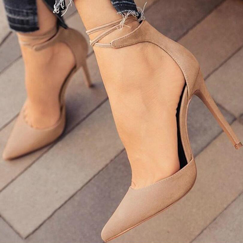 One-line buckle high heel sandals plus size