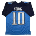 Autographed/Signed Vince Young Tennessee Navy Blue Football Jersey JSA COA