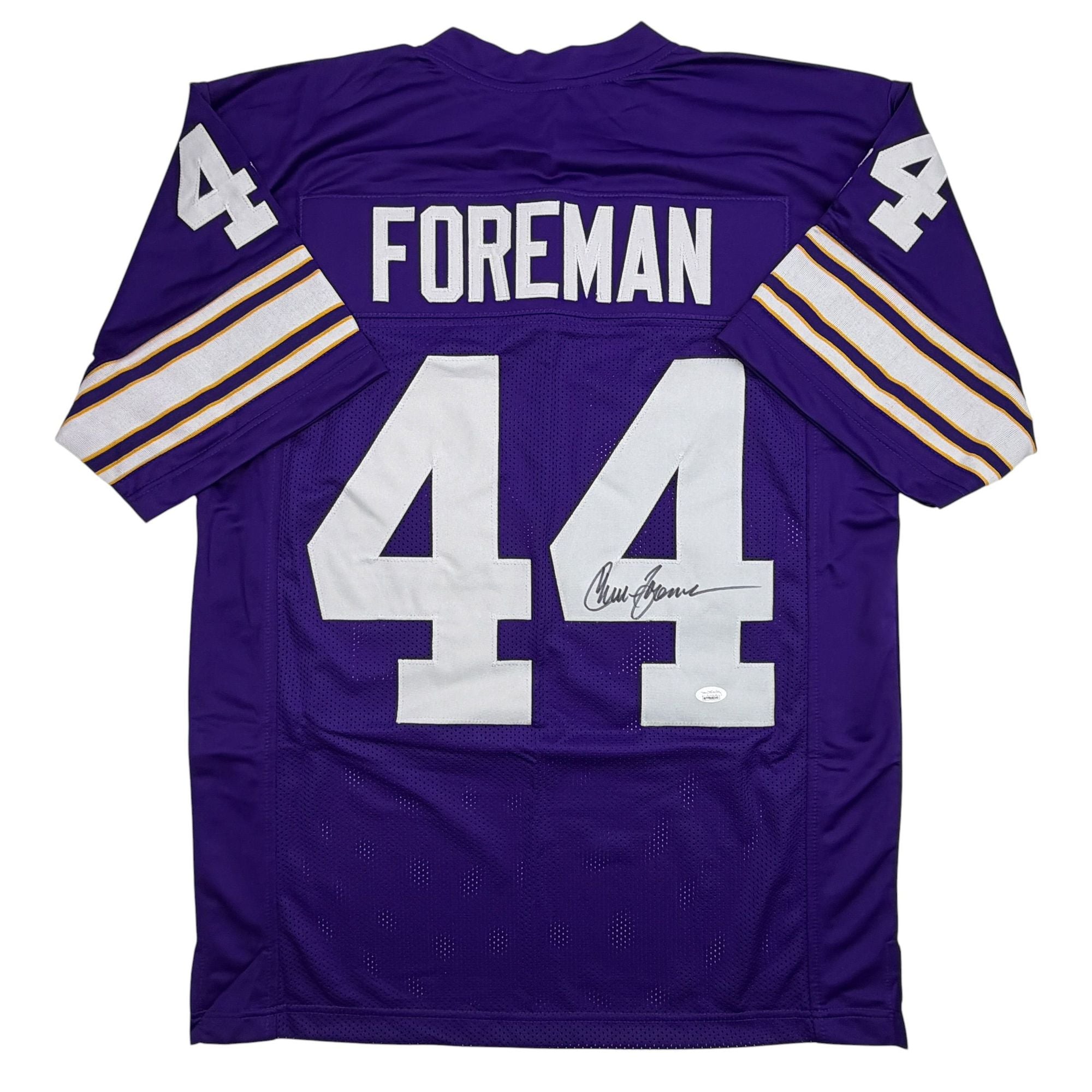 Autographed/Signed Chuck Foreman Minnesota Purple Football Jersey JSA COA