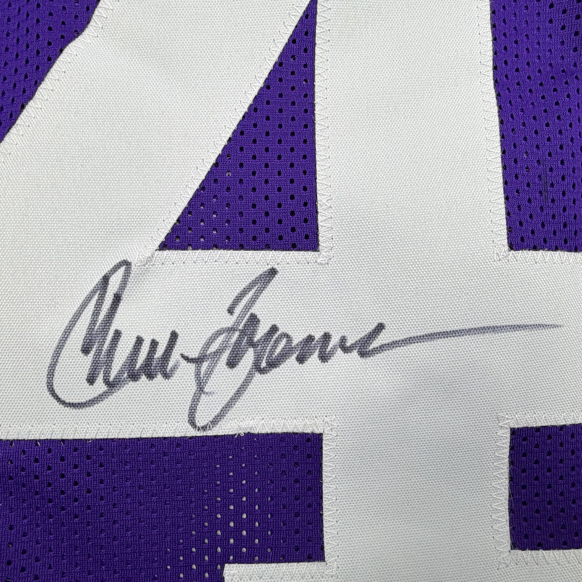 Autographed/Signed Chuck Foreman Minnesota Purple Football Jersey JSA COA