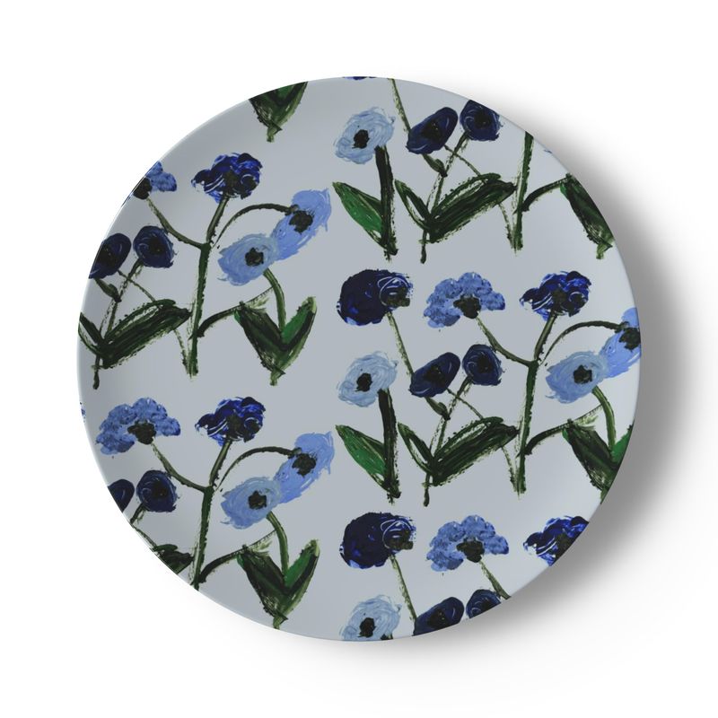 Set of Blue Posey China Plates (Set of 2, 4 or 8)
