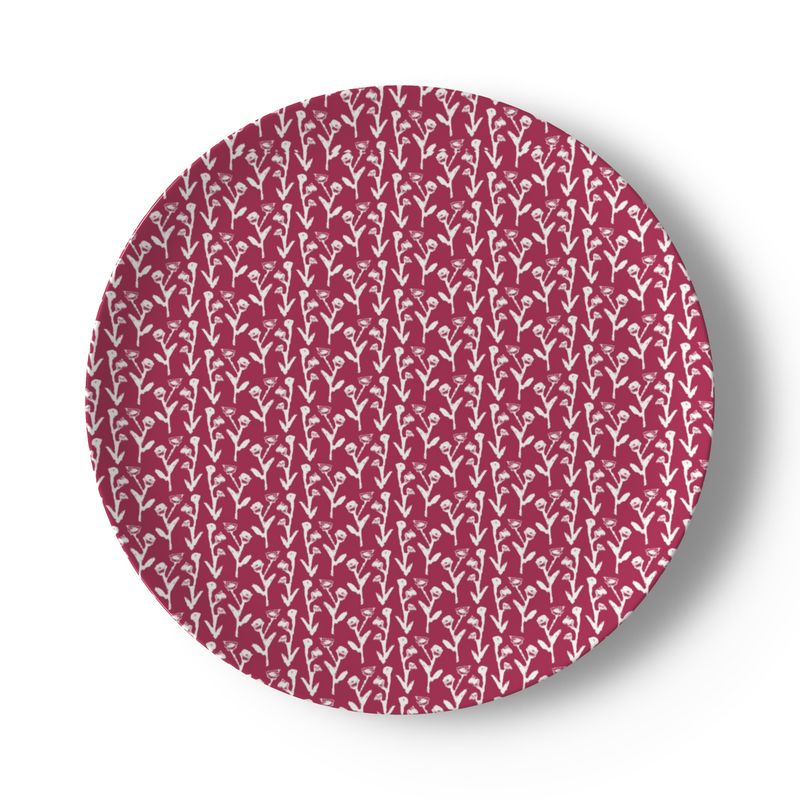 Set of Cranberry Ivy Manor China Plates (Set of 4 or 8)