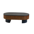Elliptical Living Room Coffee Table With Hidden Storage And Removable Tabletop