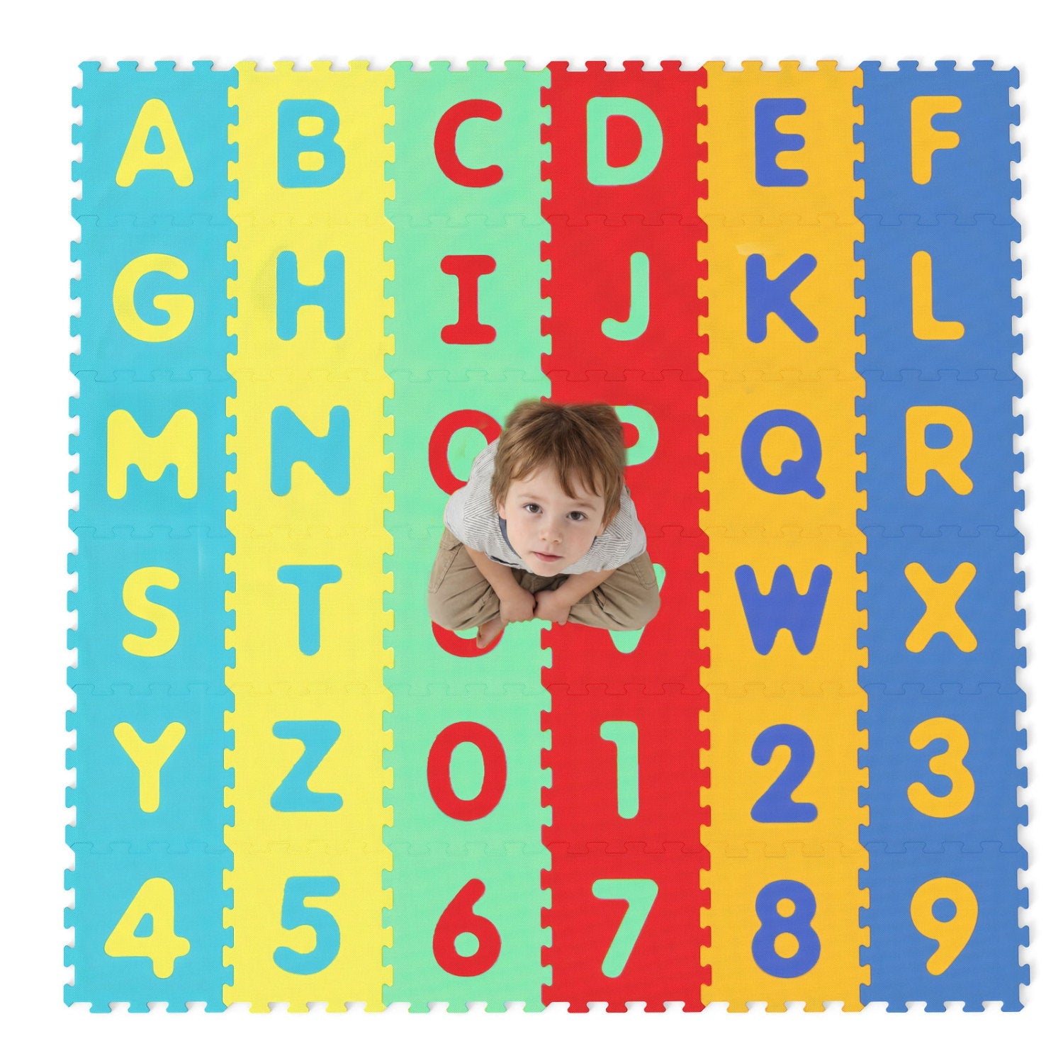 36-Piece Interlocking Baby Puzzle Floor Tiles with Educational Alphabet
