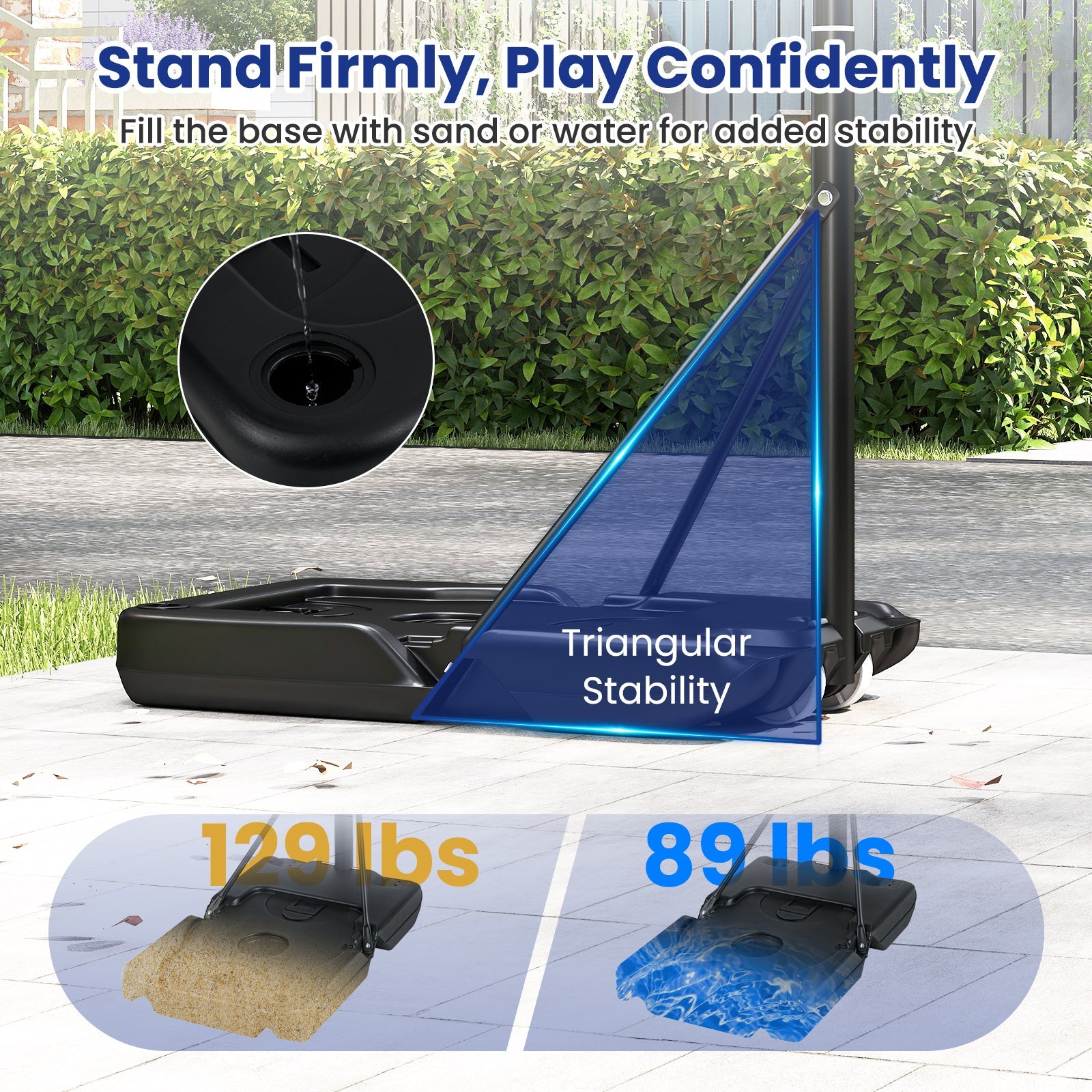 3.3-10 Feet Portable Basketball Hoop Adjustable with Base and Wheels