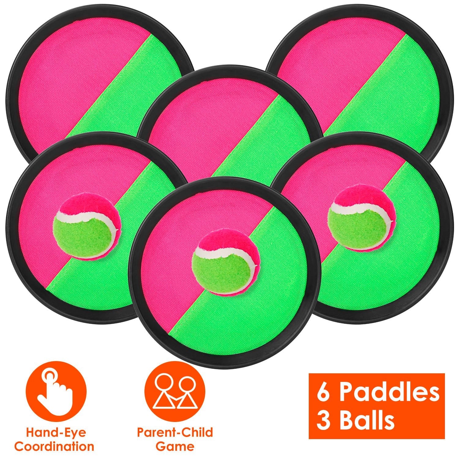 3Sets Toss and Catch Ball Throw Catch Ball Paddle Outdoor Ball Game Catch Game Beach Game