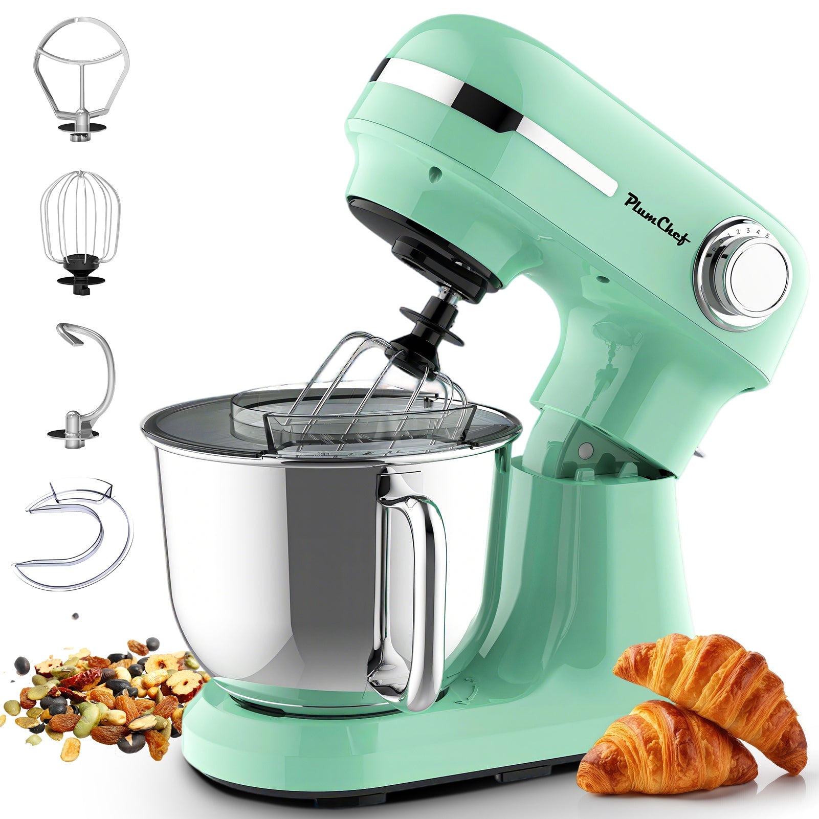 5.5QT/4.5QT Dual Bowls Electric Stand Mixer, 12-Speed Tilt-Head Food Mixer