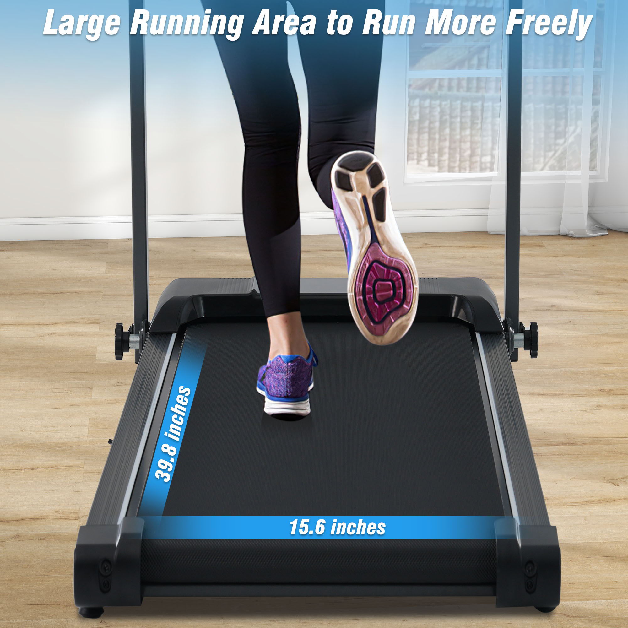 Folding Walking Pad Treadmill For Home With Incline 0.5 7.5Mph - Black