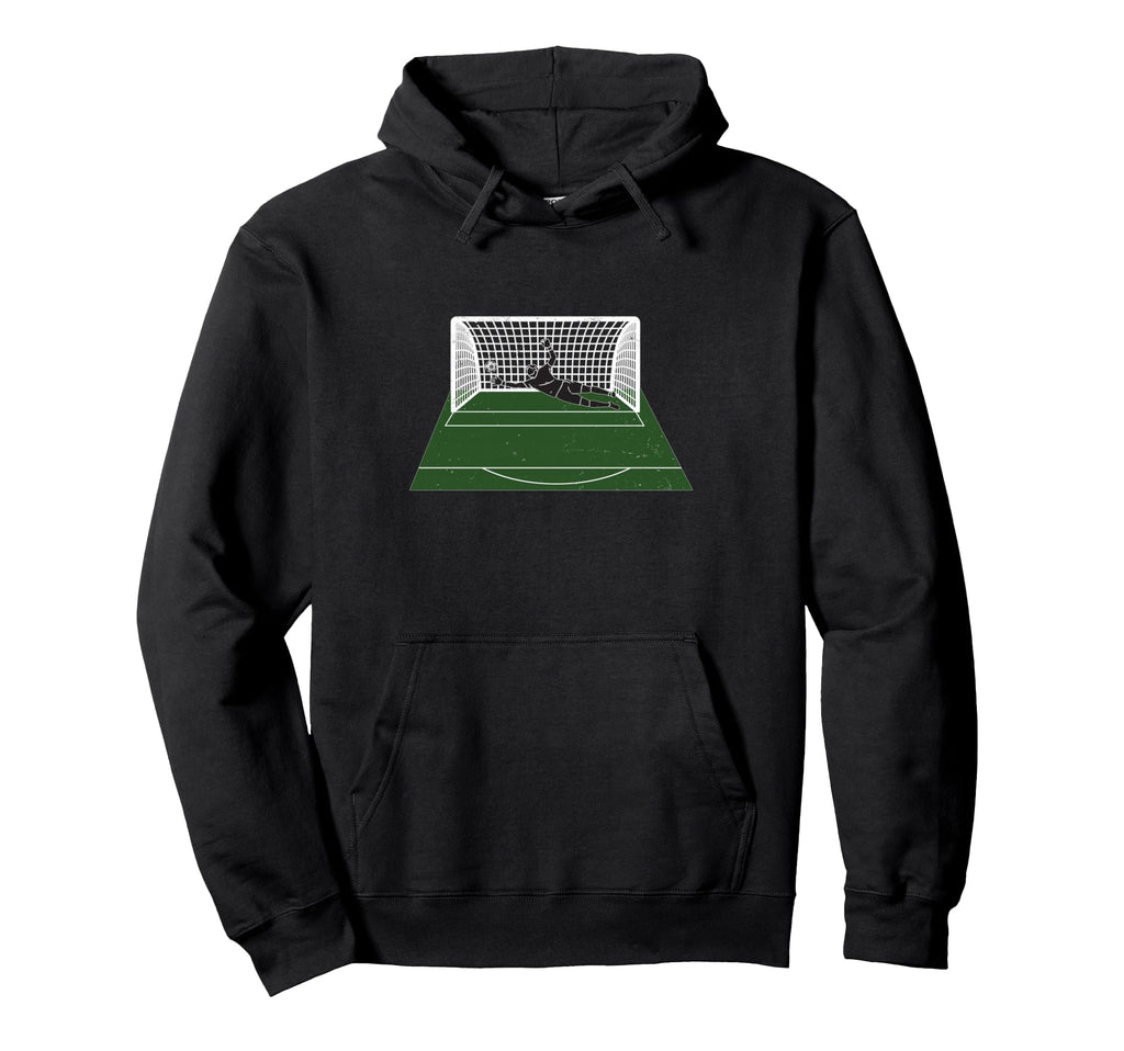 Goalkeeper Save Pitch Goal Net Soccer Hoodie - Minimalist Print Men Women