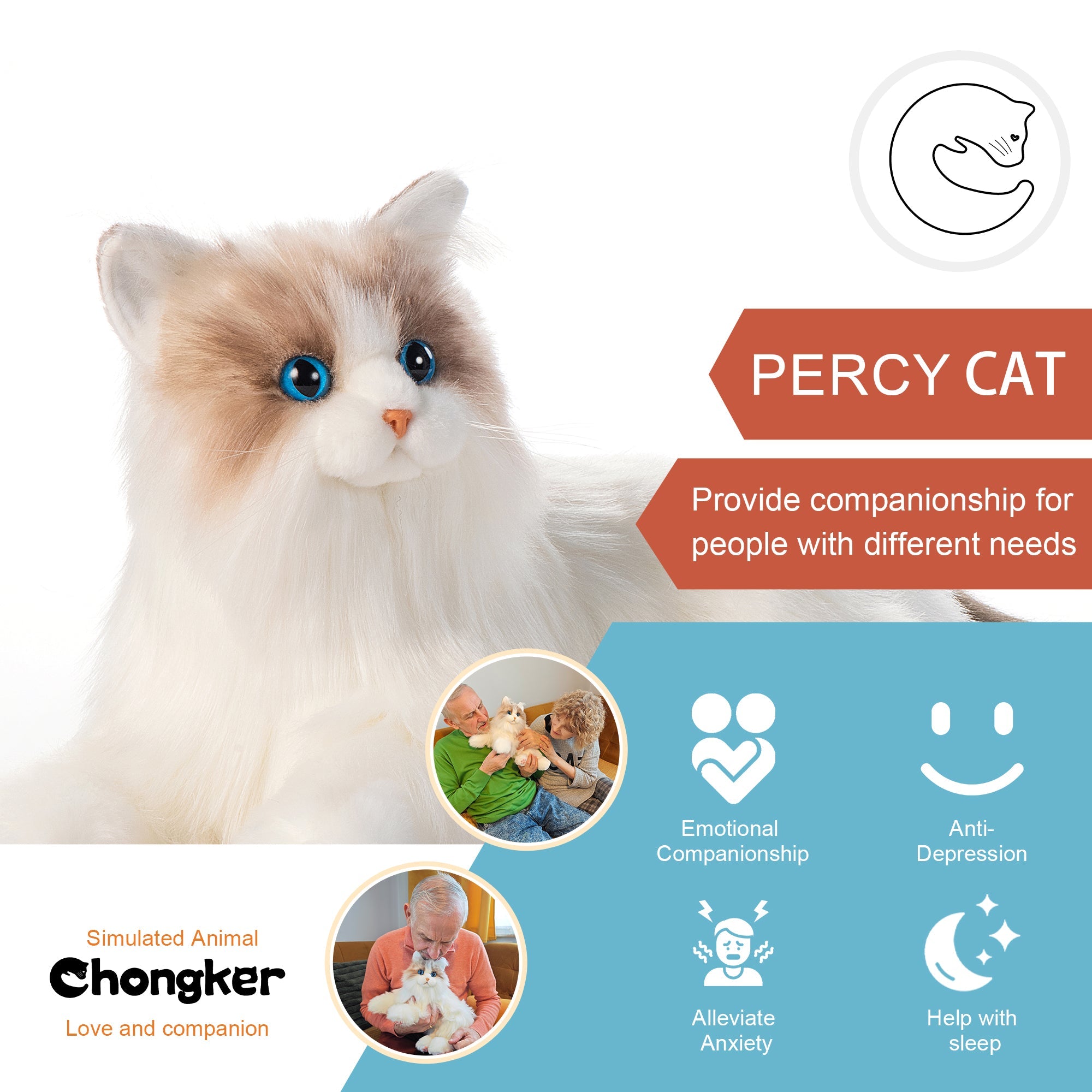 Percy Robot Cat - Interactive Emotional Support Pet Weighted