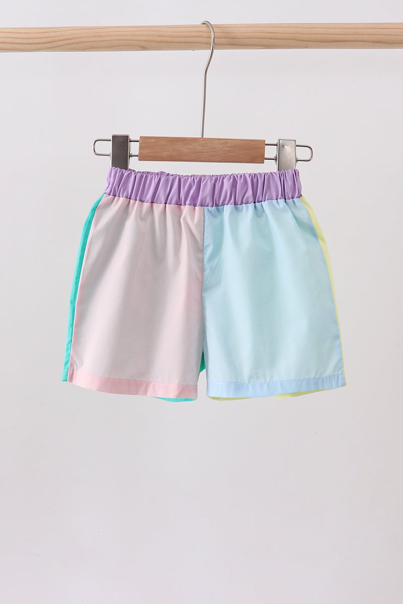 Multicolored colorblock shorts