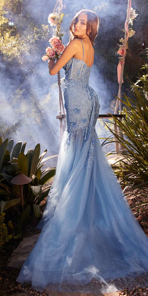 Andrea & Leo A1232 Long Fit and Flare Glitter Tulle Trumpet Gown