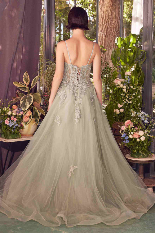 Andrea & Leo A1417 Dress Lace Appliqued A-Line Layered Tulle Gown