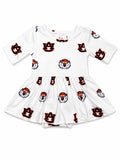 Auburn White Aubie 3/4 Sleeve Twirl Bodysuit
