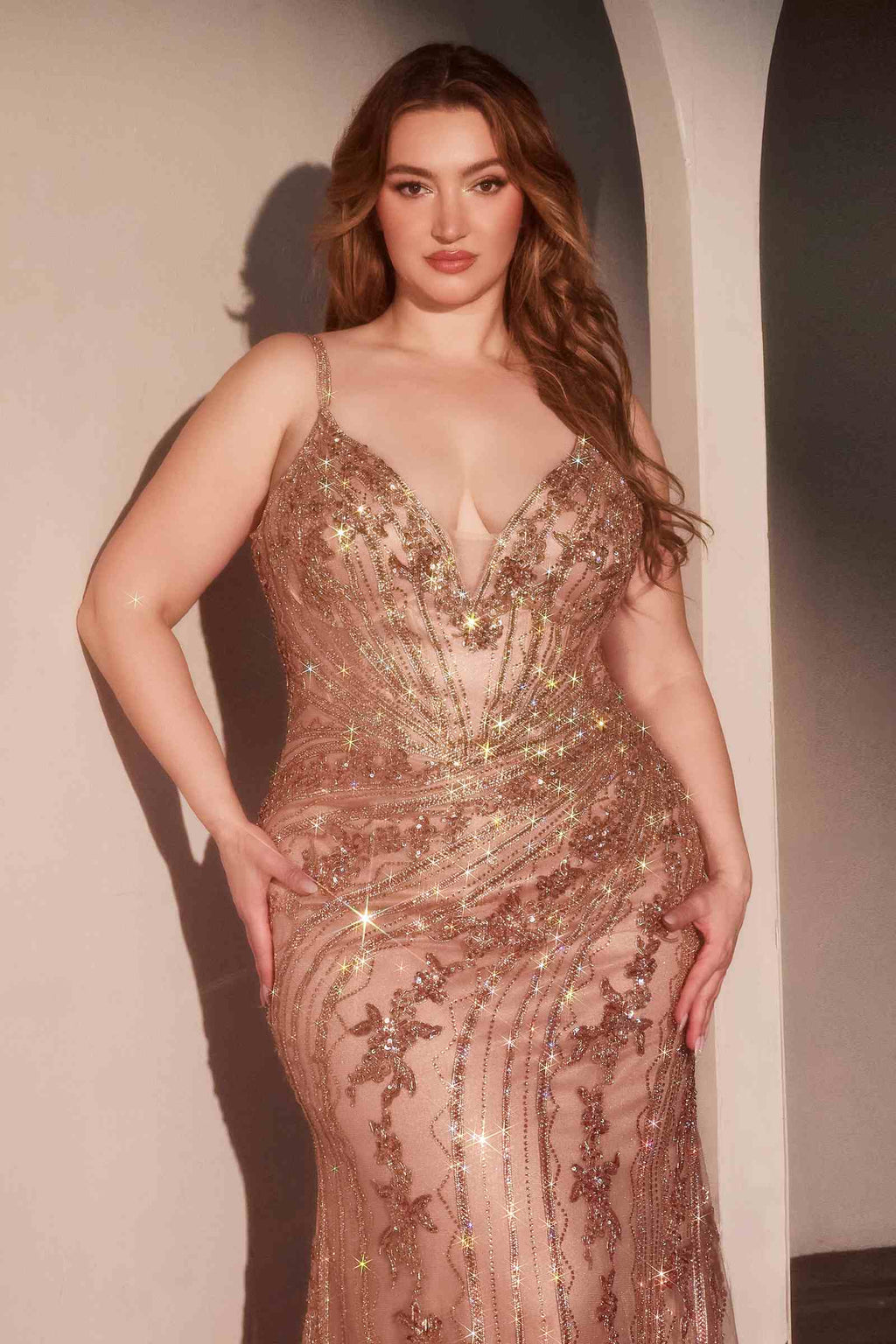 Ladivine CC0389C Dress Lace Embellished Fitted Gown