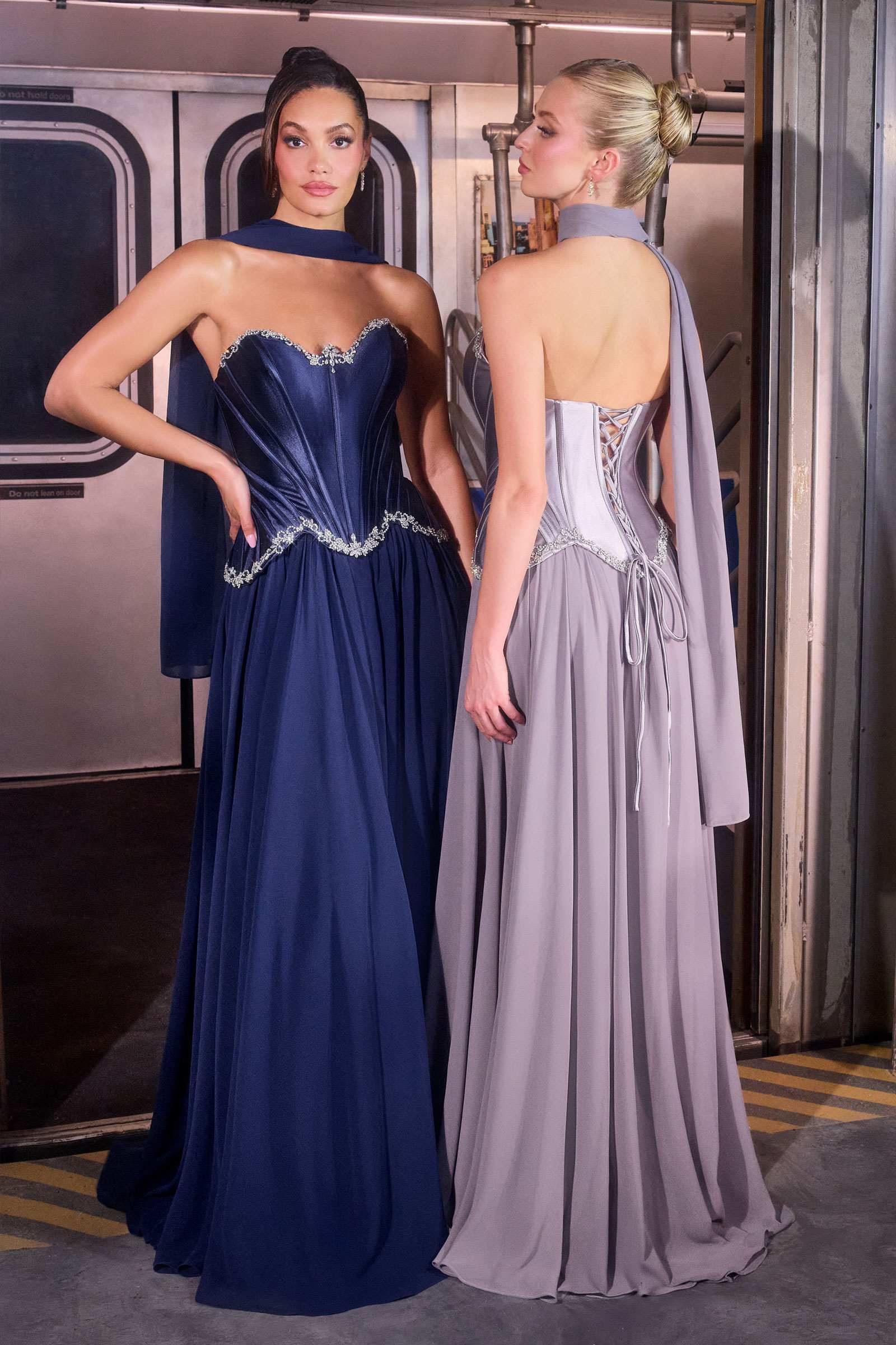 Ladivine CD668 Sculpted Satin Corset Bodice Timeless A-Line Ball Gown