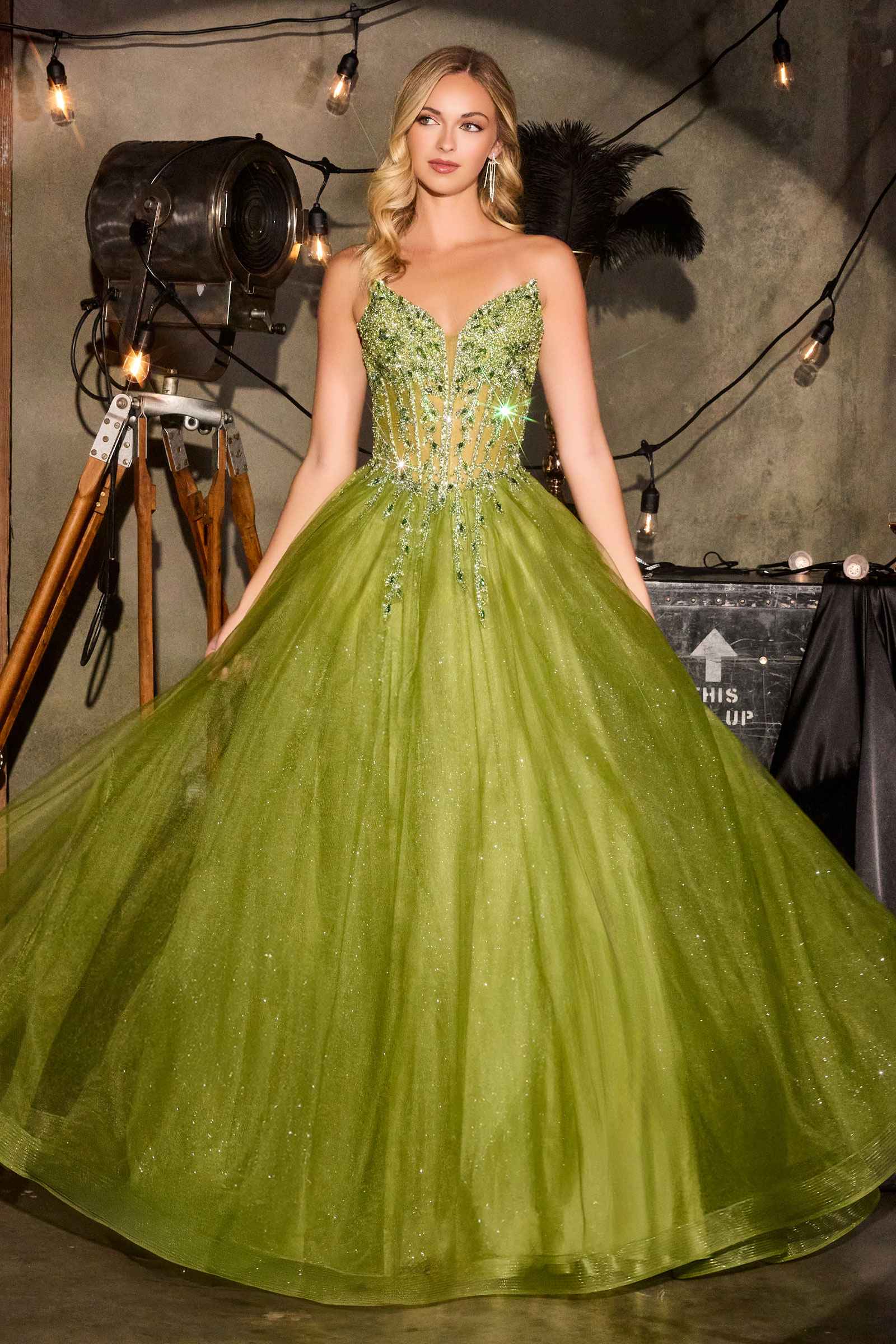 Ladivine CD721 Strapless A-Line Sweetheart Corset Bodice Formal Dress