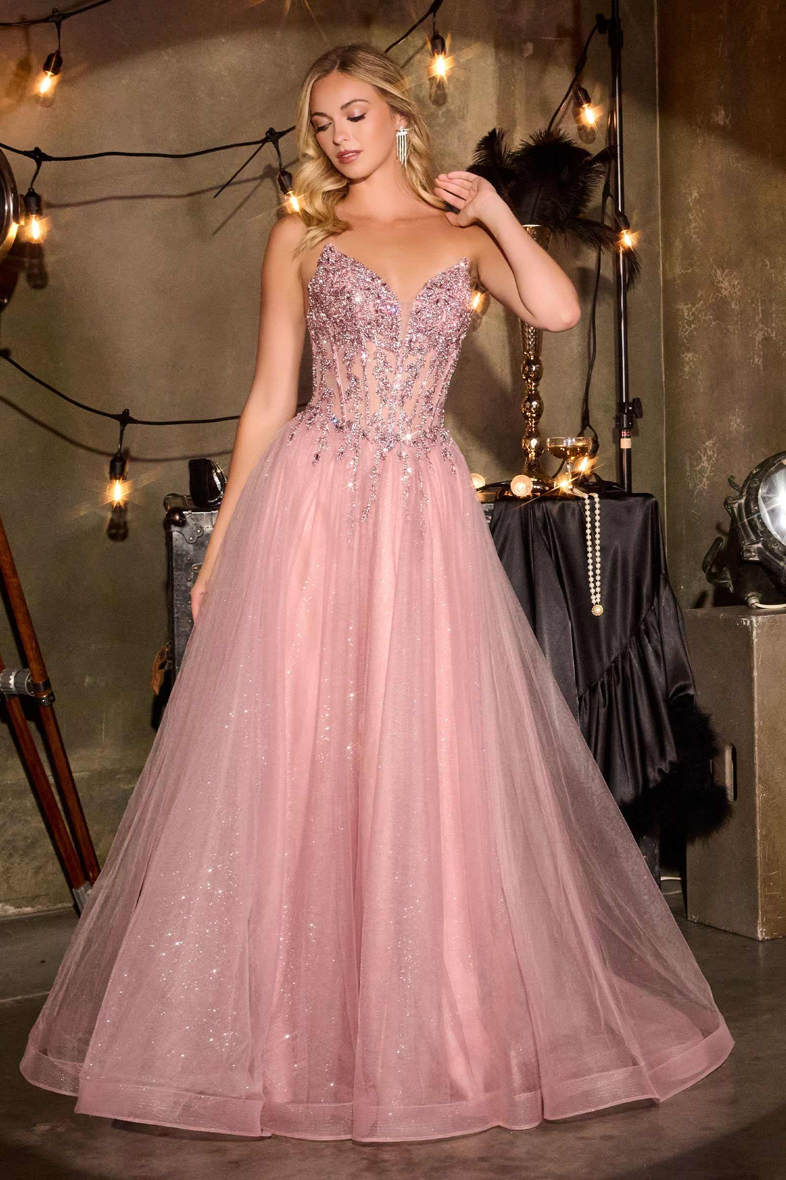 Ladivine CD721 Strapless A-Line Sweetheart Corset Bodice Formal Dress