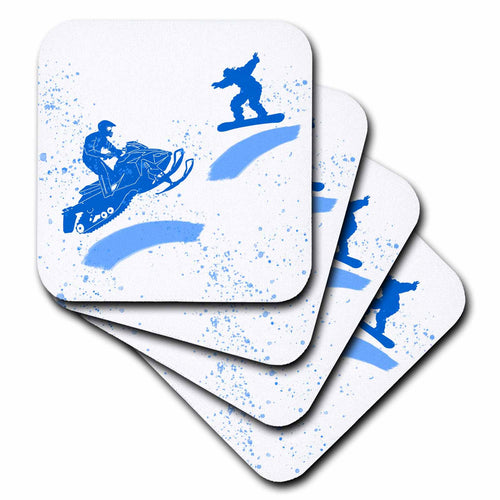 3dRose Alexis Design - Sport Winter - Snowmobile, Snowboard, Snow. Winter Sport. Add Your Custom Text - Coasters