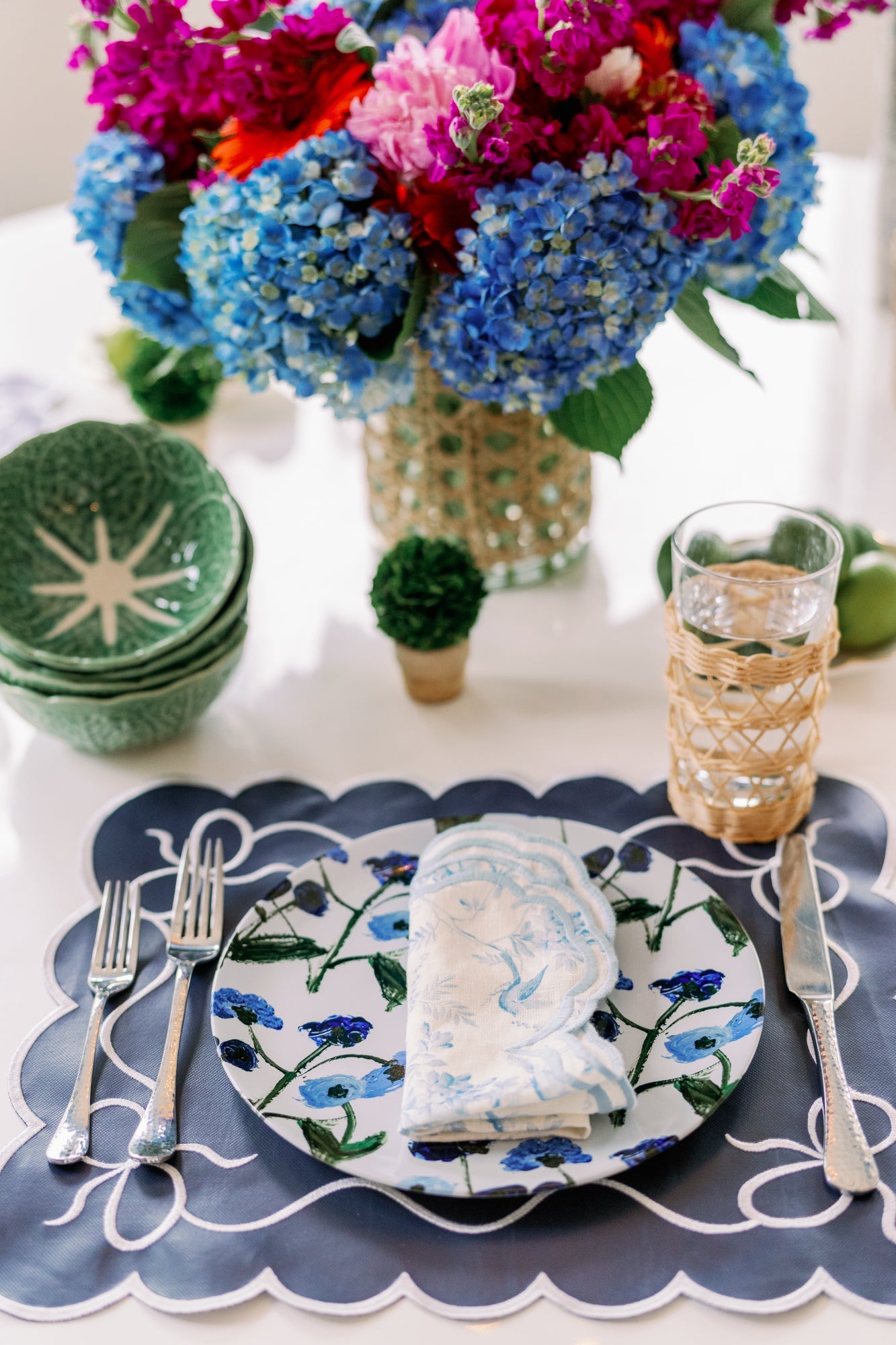 Set of Blue Posey China Plates (Set of 2, 4 or 8)