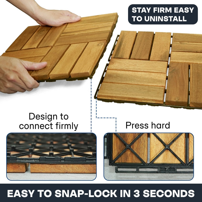 Solid Wood Deck Tiles Set 10