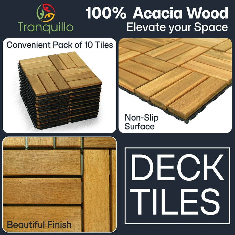 Solid Wood Deck Tiles Set 10