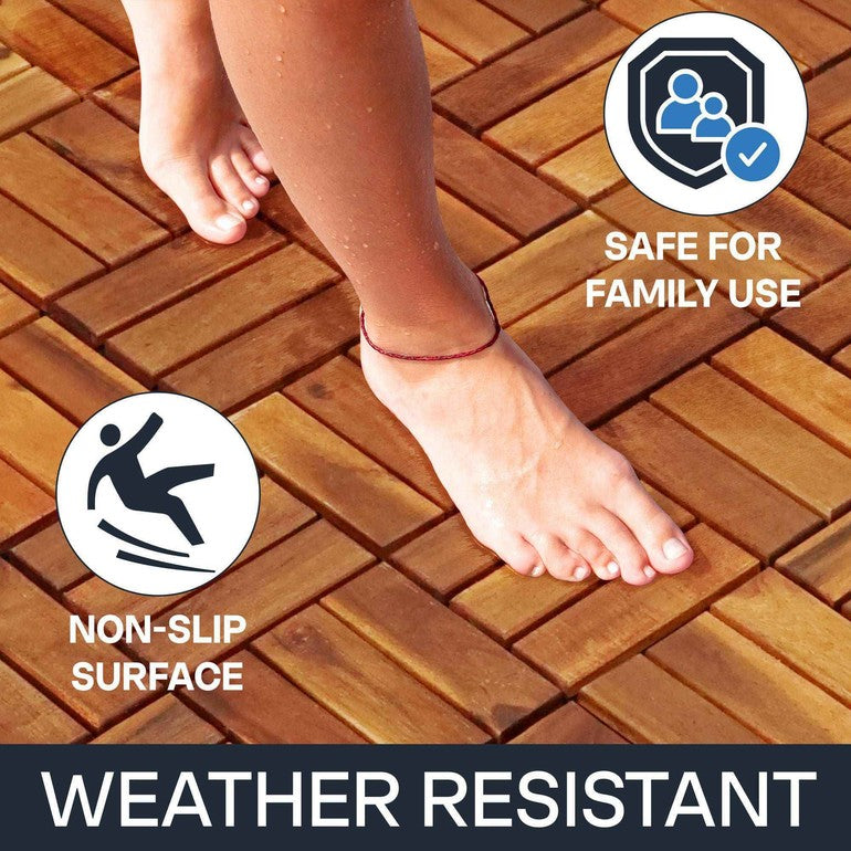 Solid Wood Deck Tiles Set 10