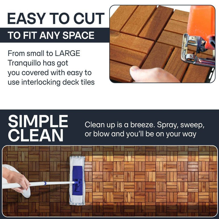 Solid Wood Deck Tiles Set 10