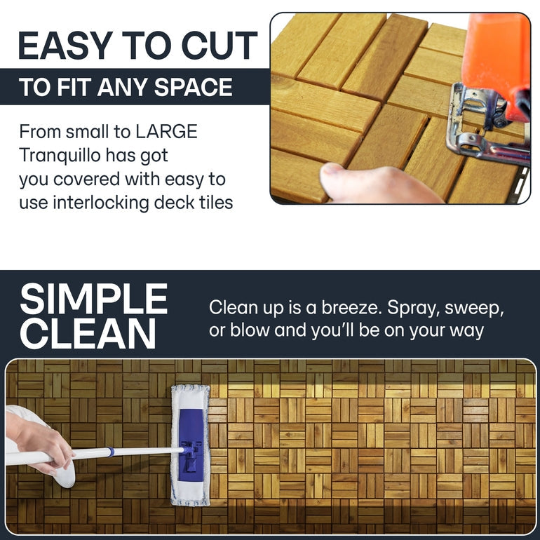 Solid Wood Deck Tiles Set 10