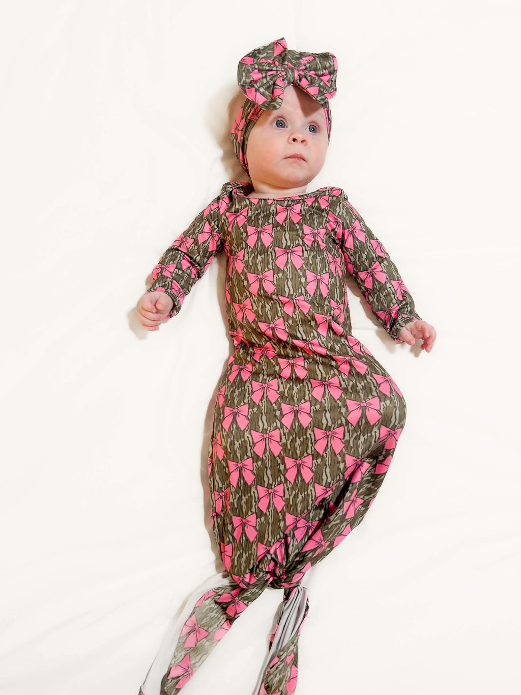 Camo coquette bows knotted gown and headband set