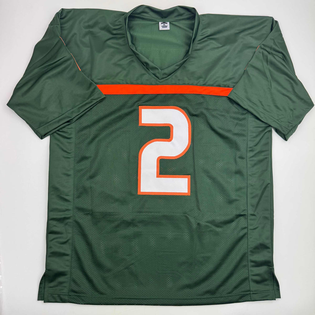 Autographed/Signed Willis McGahee "01 Champs" Miami Green College Football Jersey Beckett BAS COA