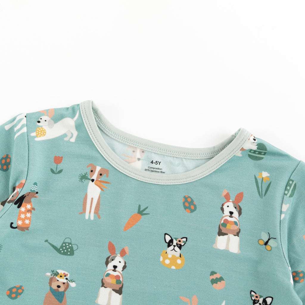 Puppy Egg Hunt (Short Sleeve PJ) - Aquamarine