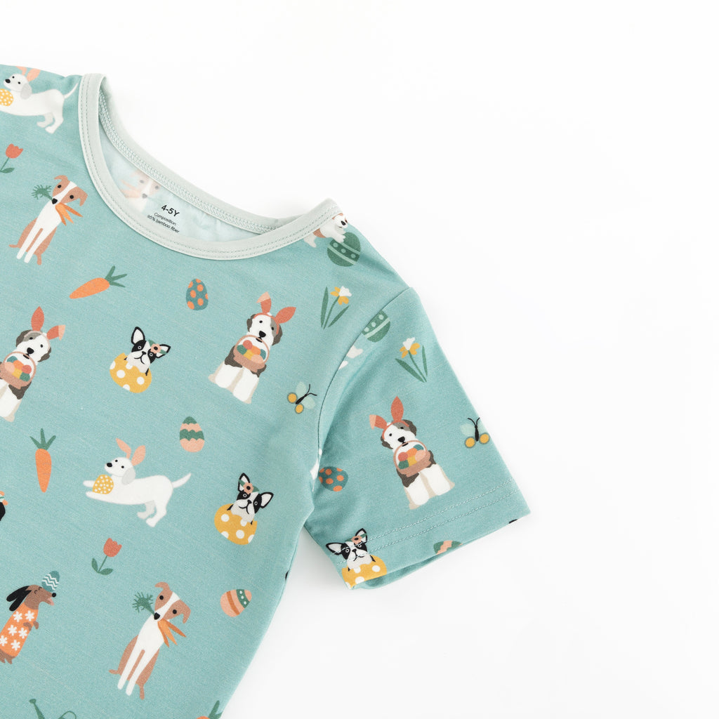 Puppy Egg Hunt (Short Sleeve PJ) - Aquamarine