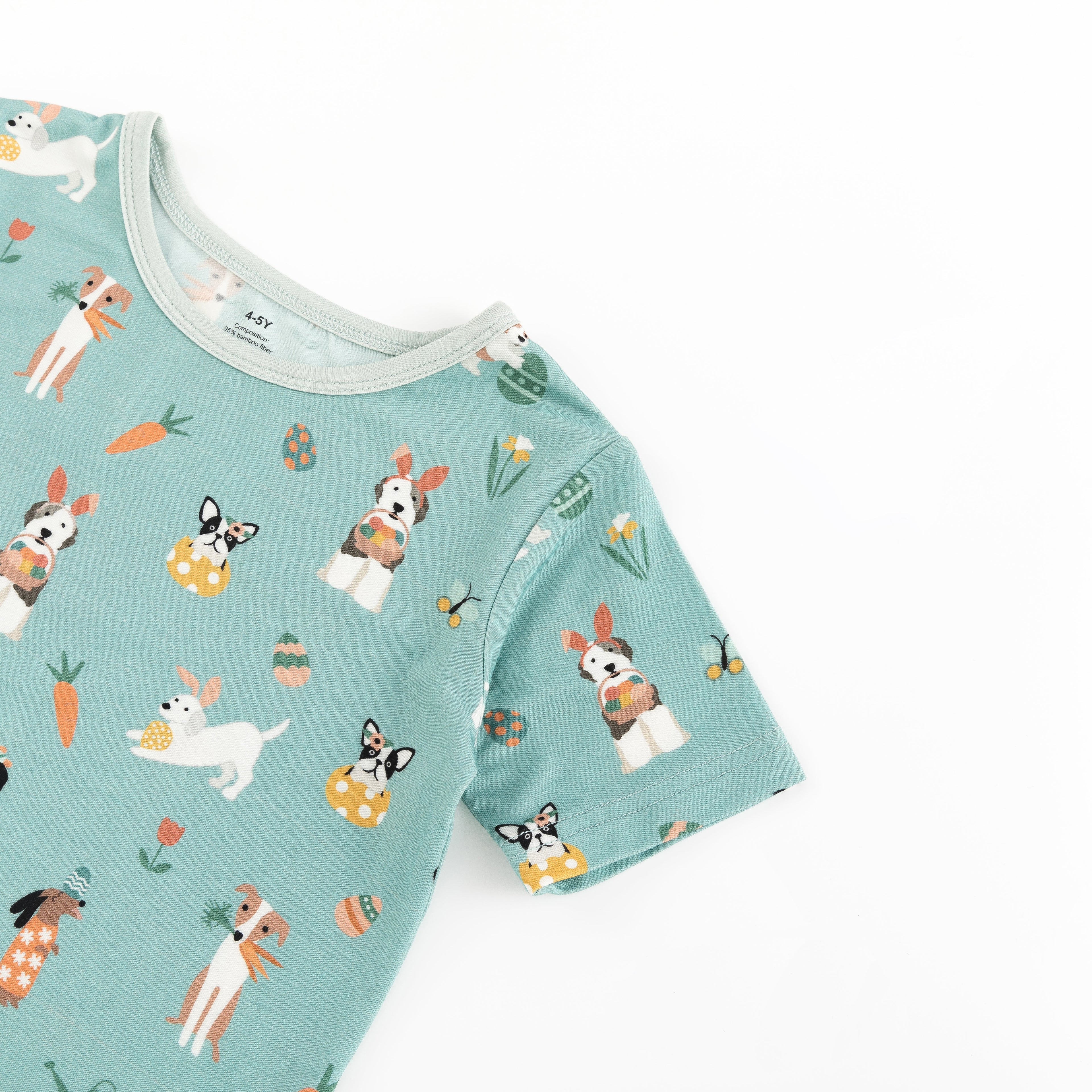 Puppy Egg Hunt (Short Sleeve PJ) - Aquamarine