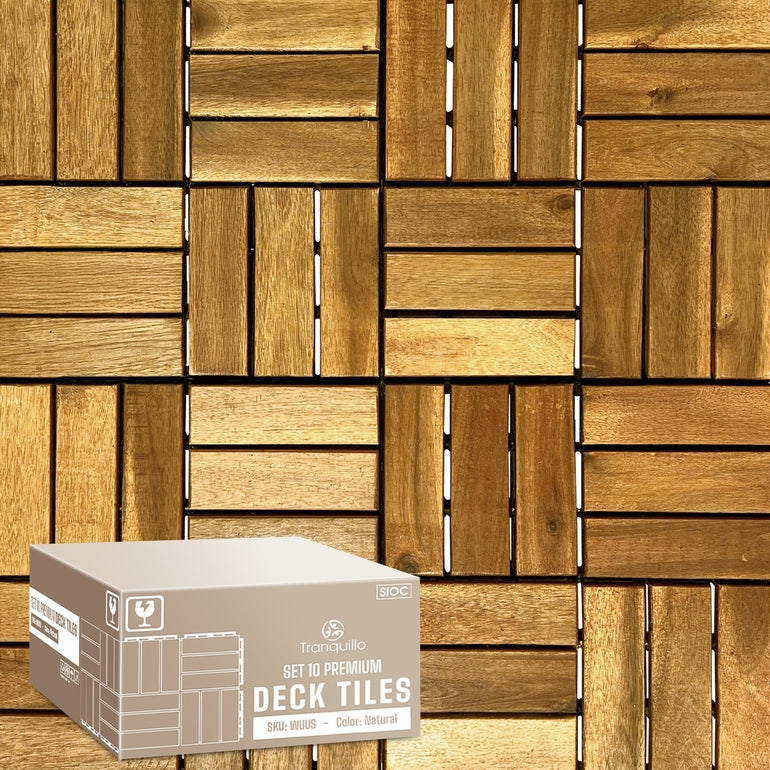 Solid Wood Deck Tiles Set 10