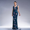 Women Elegant Sexy Sleeveless V neck Sequ Cocktail Evening Dress Bridesmaid Dress