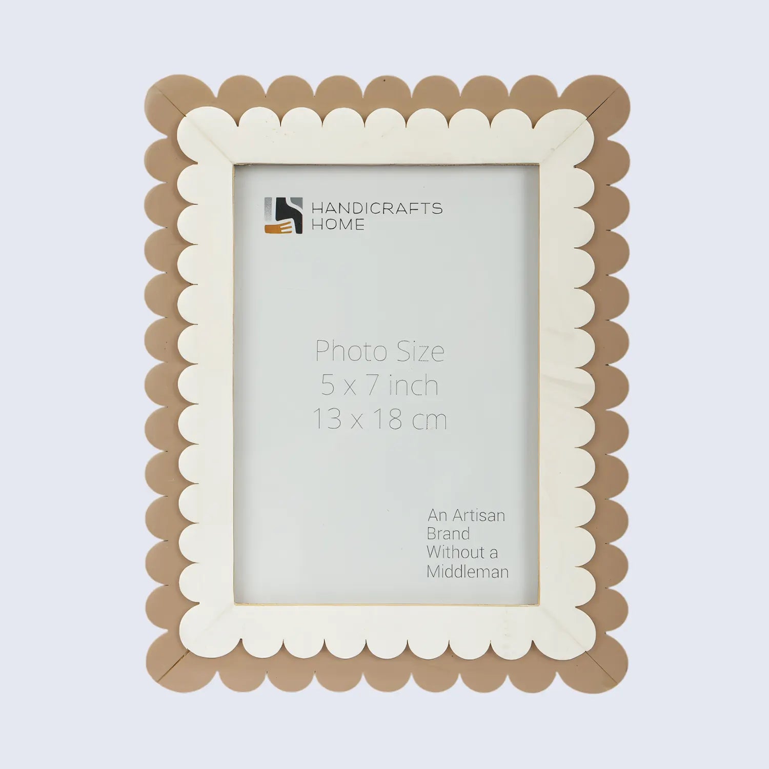 Picture Frame Petal Scallop Collection Bone Inlay White & Brown – 4x6 & 5x7"