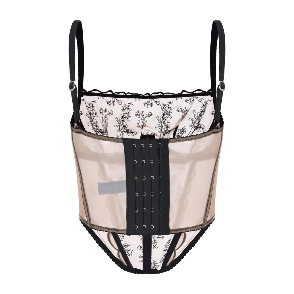 Kim High-Neck Embroidery Bustier on Jelly Fabric