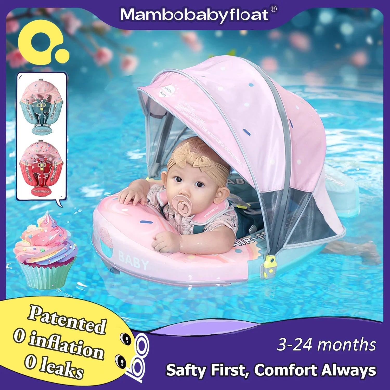 Mambobaby No Inflation Safe Harness Baby Swim Ring Pool Float