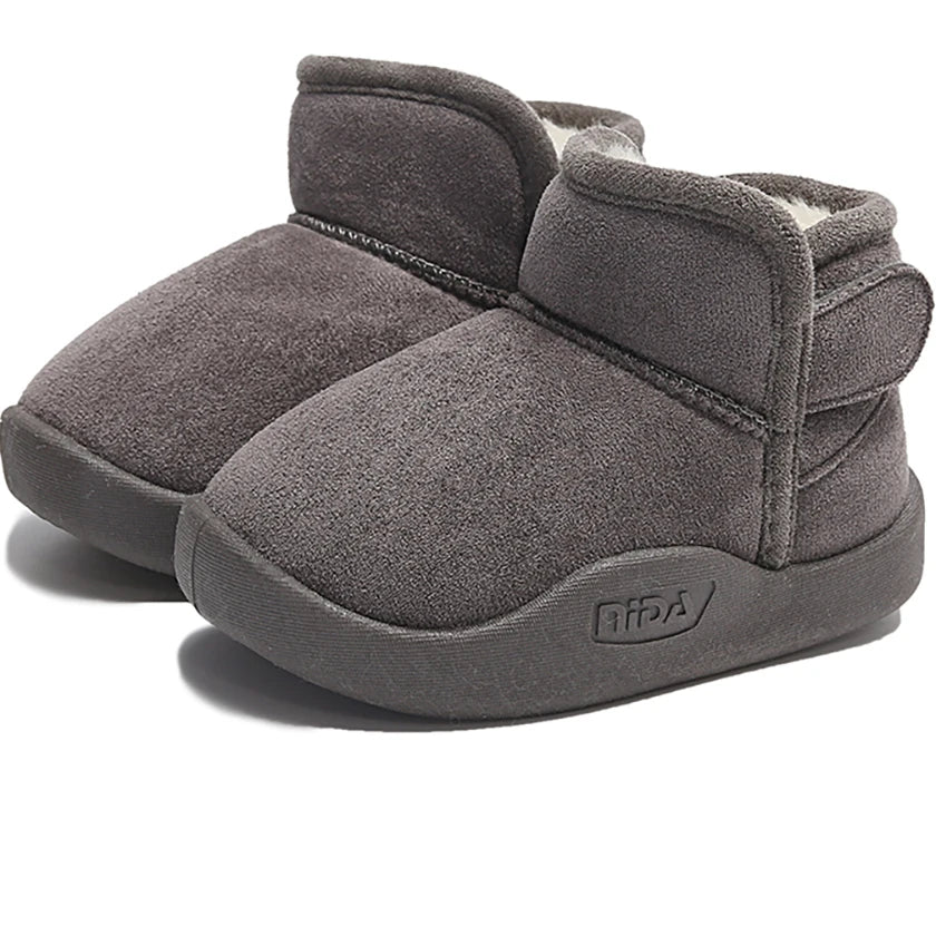 Winter Snow Boots For Children PU Leather Waterproof Kid's Plush Boots Thick Warm Cotton Shoes For Kids Boy's Girl's Warm Boots