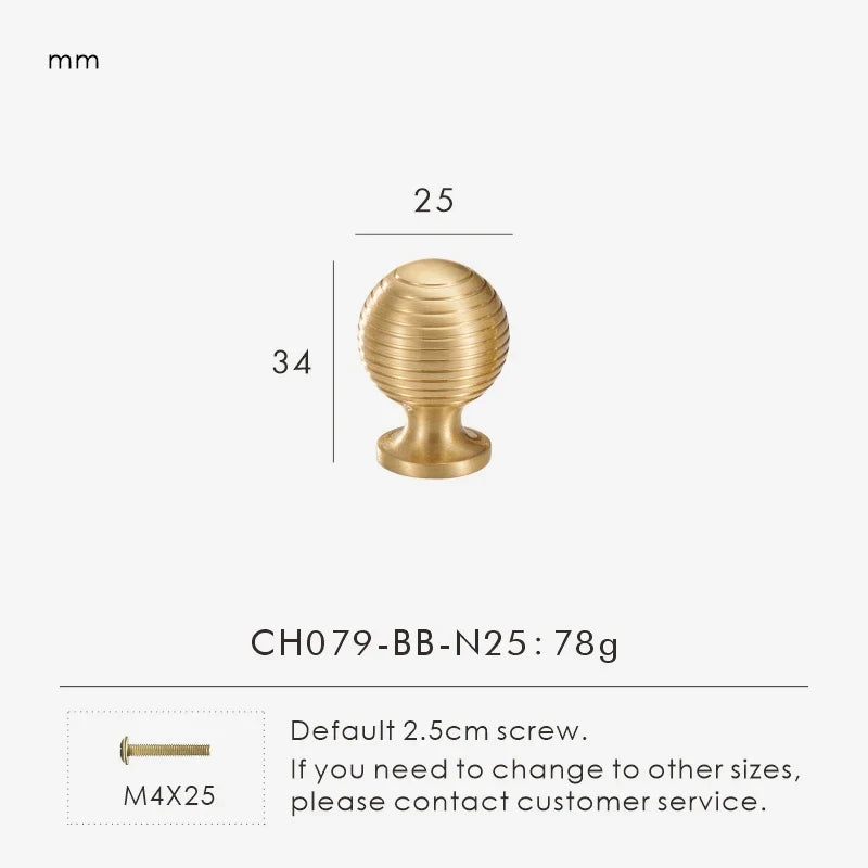 Nurlin French Luxury Solid Brass Kitchen Cabinet Furniture Drawer Cabinet Door Handle Round Knobs T-Bar Wardrobe Pull