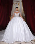 Flavinke Customized Wedding Dresses Long Sleeves High Neck Pearls Bridal Princess Ball Gown Chapel Trian Women vestidos de novia