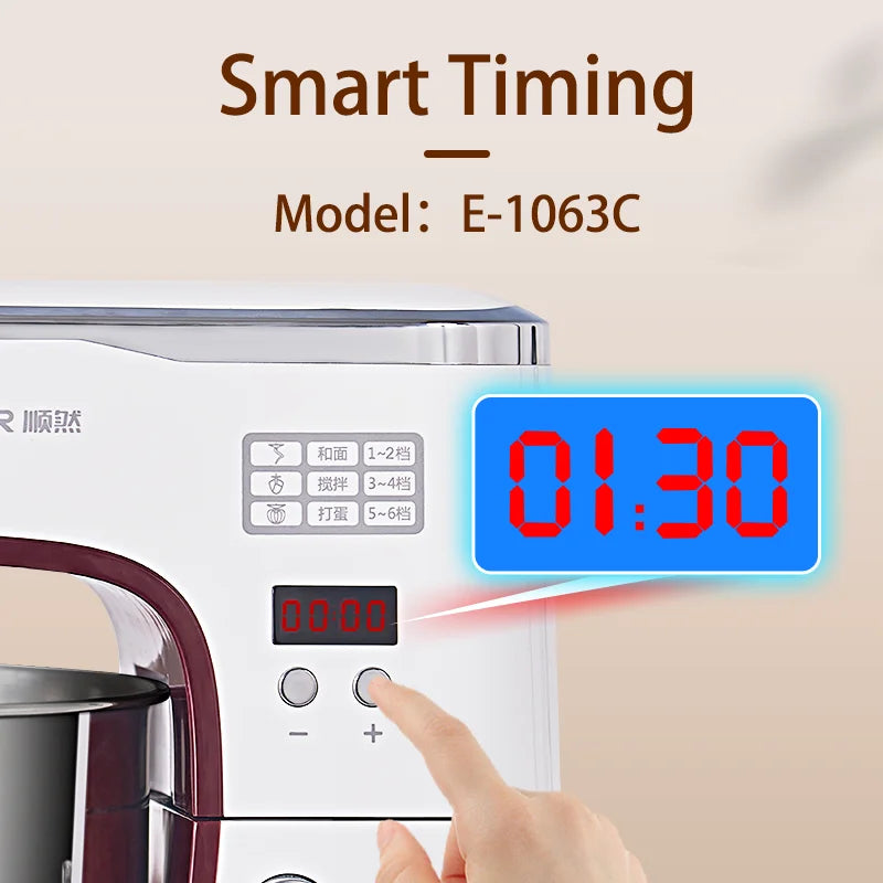 SUNATUR 5.5L Stand Mixer 1300w Planetary food Processor Timed dough kneader electric kitchen blender cream whipper Filling Mixer