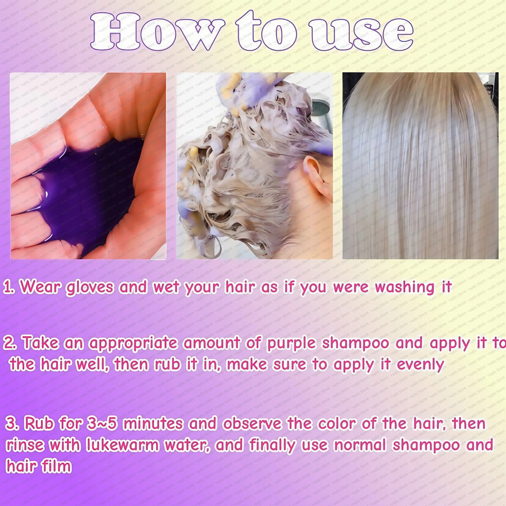 Professional Purple Shampoo Professional Yellow Removal Post Dyeing Gray Hair Care Bleached Highlighted Shampoo Revitalize 300ml