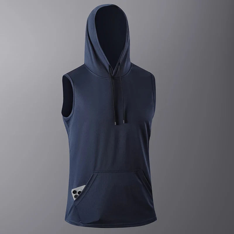Men's Quick-Dry Gym Hoodie T-Shirt Black