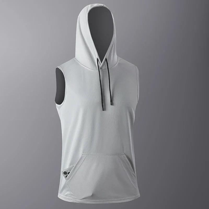 Men's Quick-Dry Gym Hoodie T-Shirt Black