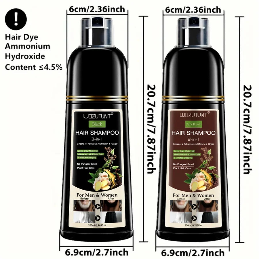 3 In 1 Dye Shampoo Instant Gray White Hair Coverage Hair Color Shampoo 5 Minutes Change Long Lasting Natural Colored Easy To Use