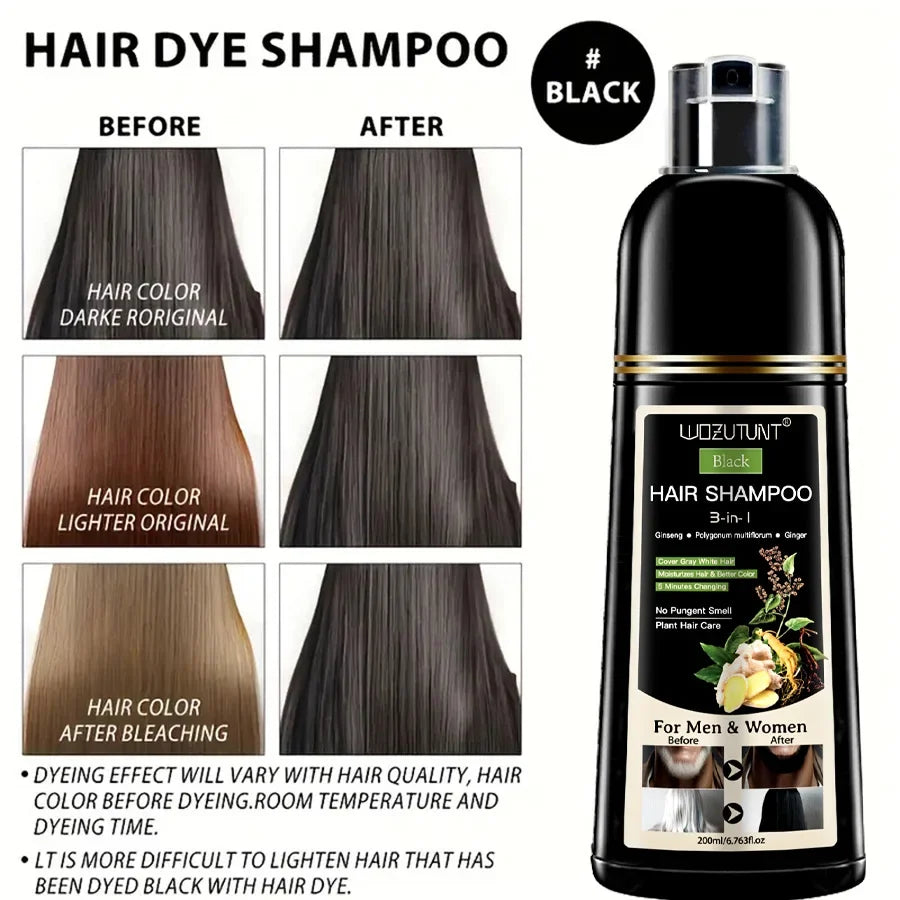 3 In 1 Dye Shampoo Instant Gray White Hair Coverage Hair Color Shampoo 5 Minutes Change Long Lasting Natural Colored Easy To Use