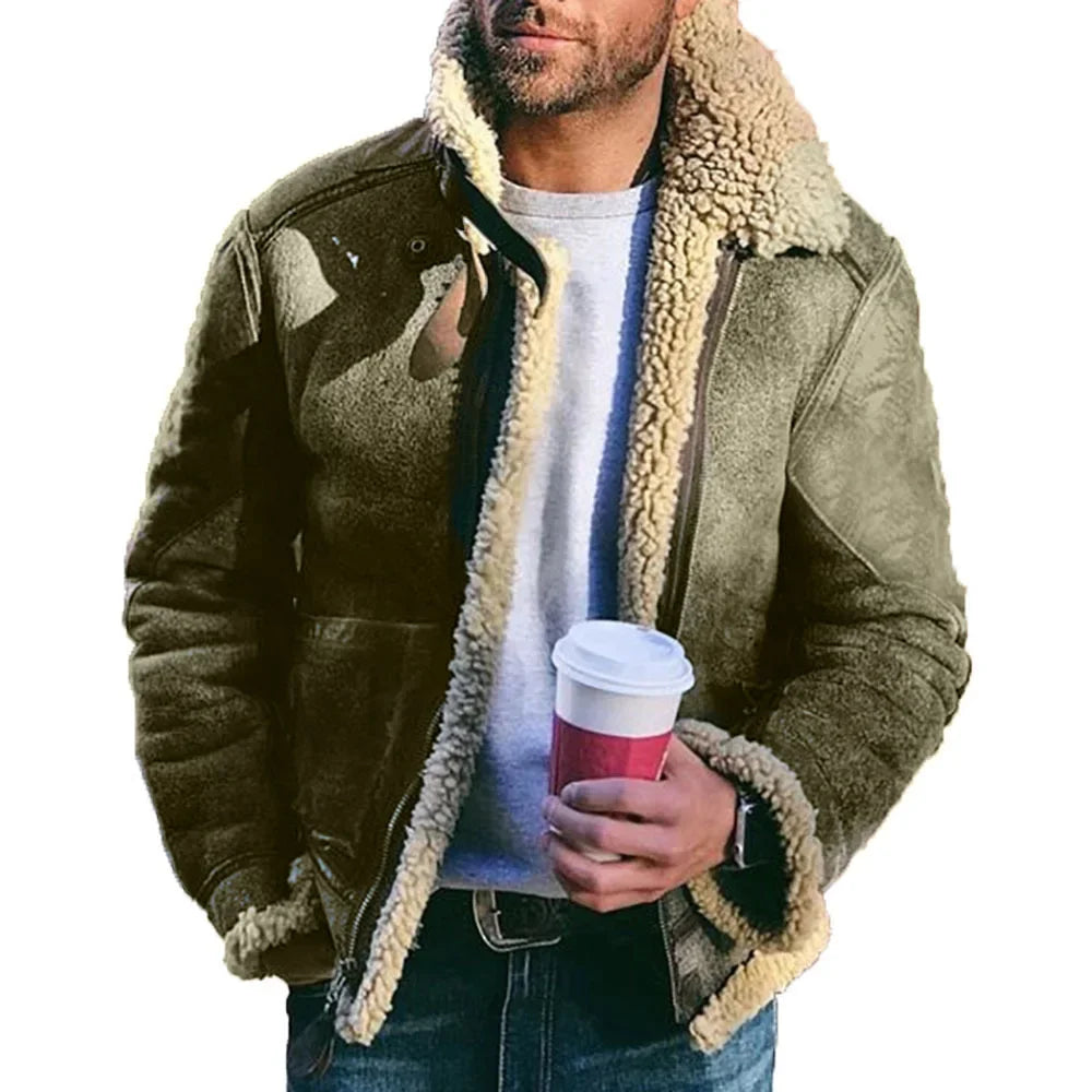 Mens Winter Jacket – Warm Motorcycle Biker Coat with Stand Collar